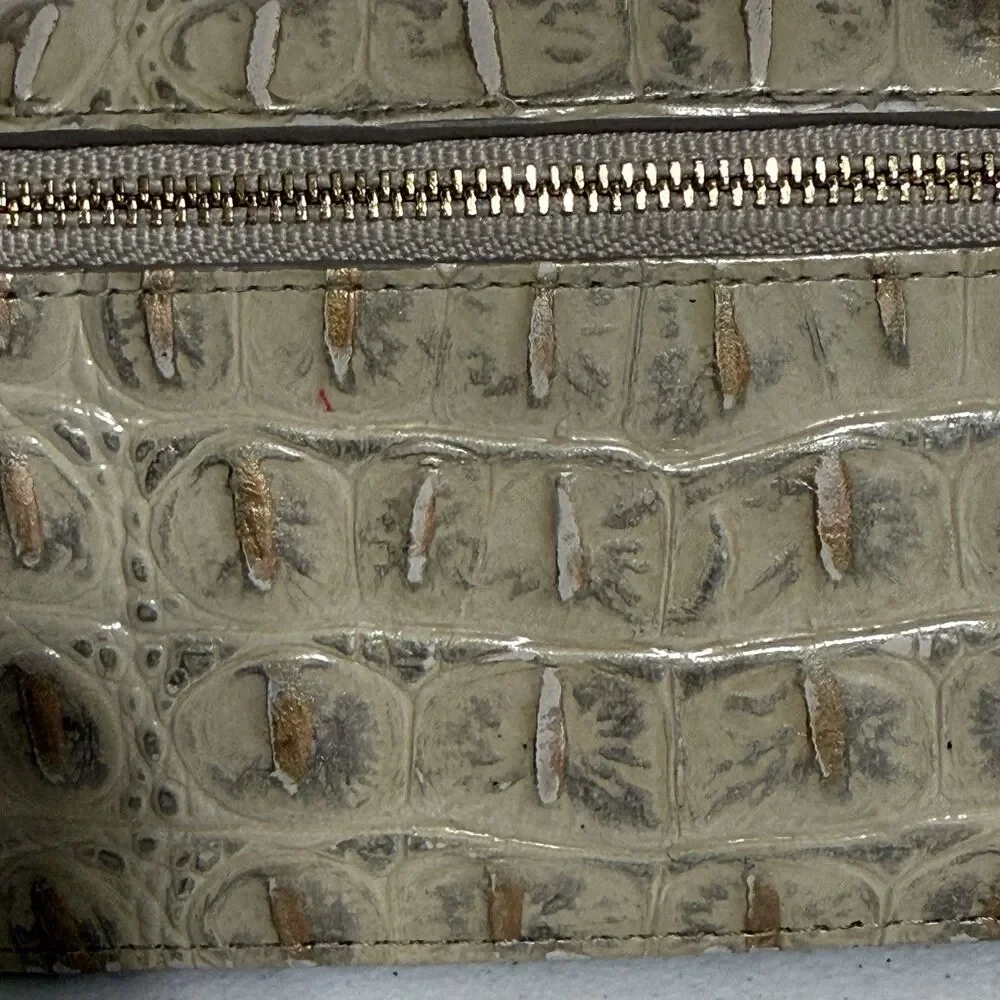 Brahmin Ady MELBOURNE Slim Leather Wallet Metallic Ivory/ Silver Sheen Old Money